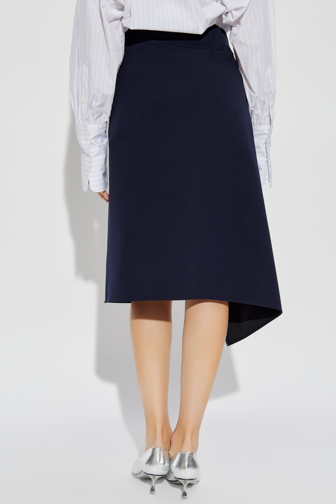 Stella Mccartney Falabella Chain Asymmetric Midi Skirt In Black