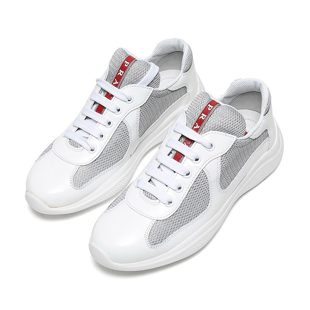 Prada Mesh Stitching Leisure Sports Shoes In White