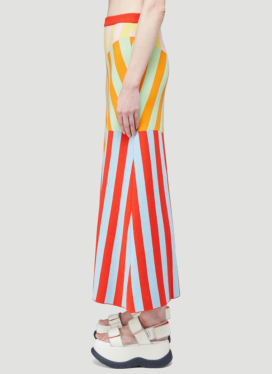 Sunnei Striped Panelled Midi Skirt In Multi