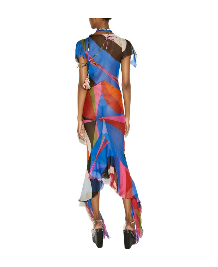 Pucci Goccia-print Silk Dress In Multicolor
