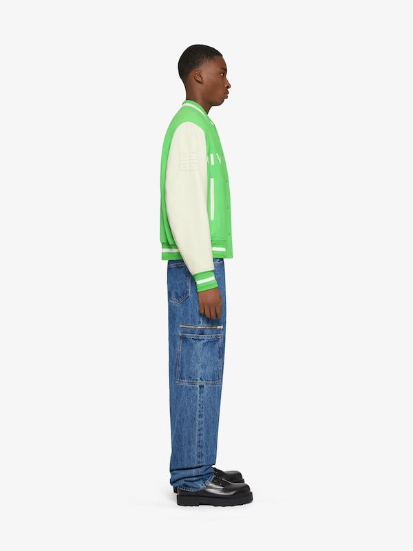 Givenchy 4g Wool-blend Varsity Jacket In Green