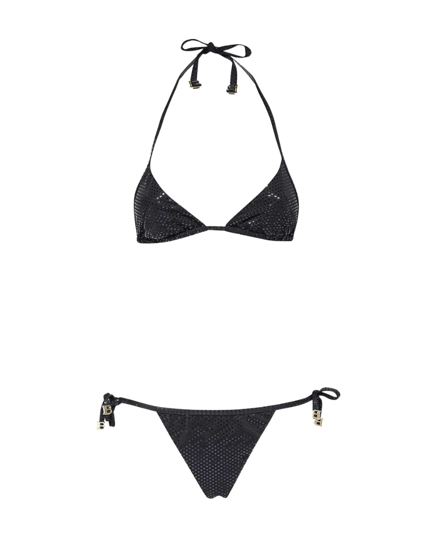Balmain Foiled Triangle Bikini In Black