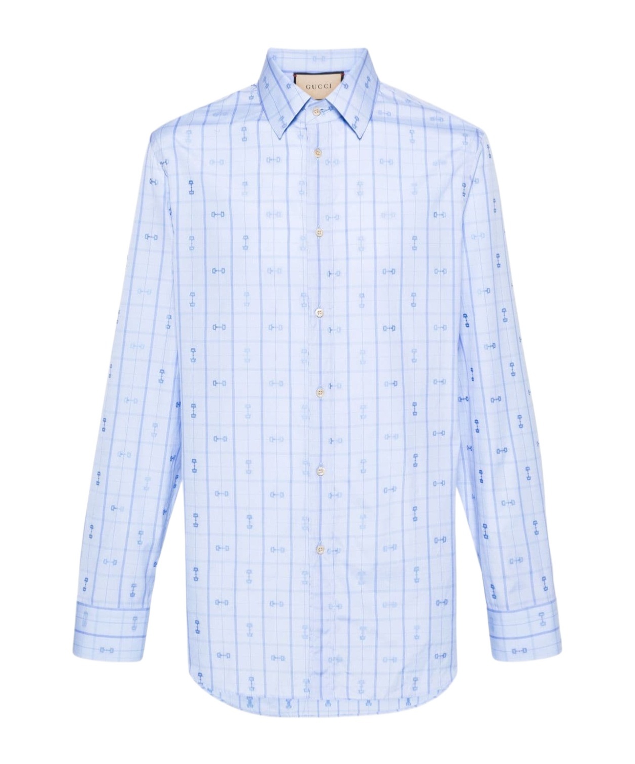 Gucci Horsebit-detail Cotton Shirt In Blue