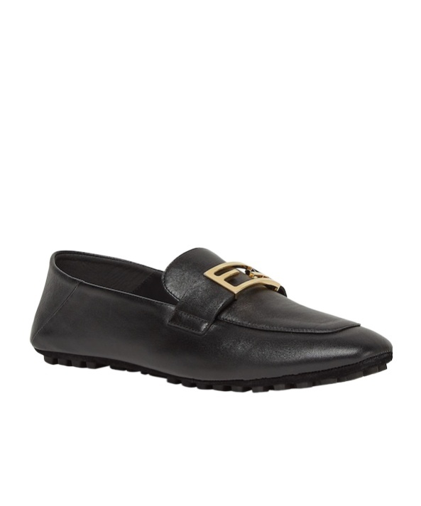Fendi Baguette Folded Heel Leather Loafer In Black