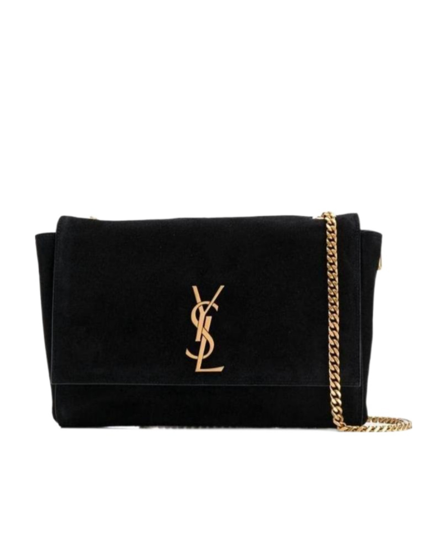 Saint Laurent Kate Medium Reversible Ysl Crossbody Bag In Suede And Smooth Leather In Black