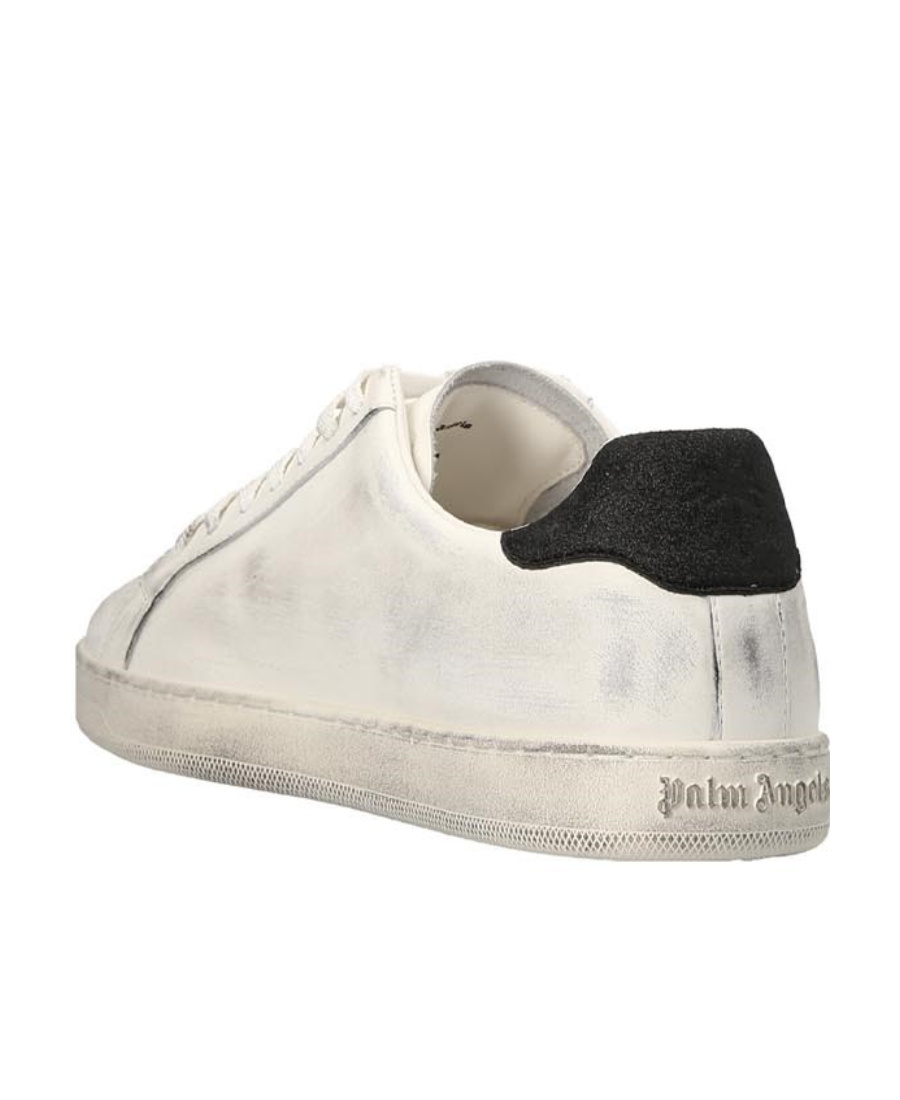 Palm Angels Spray Print Flame Logo Sneakers In Neutral