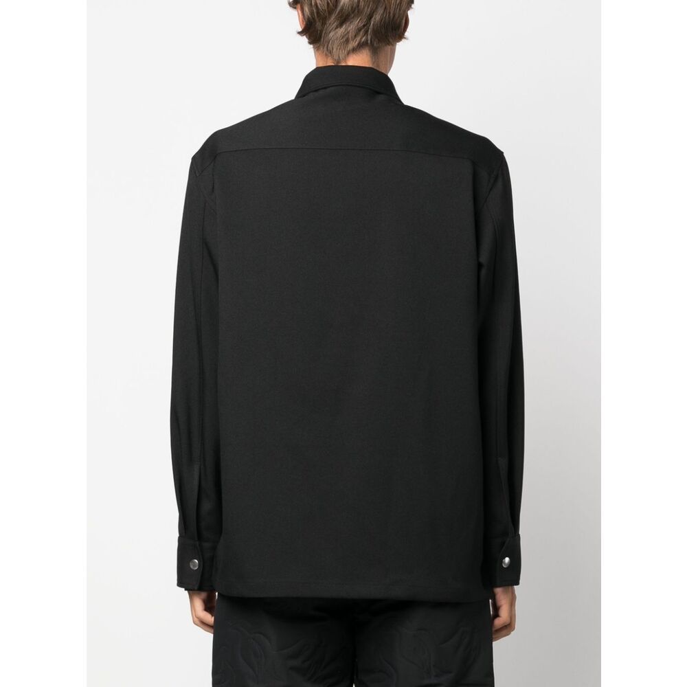 Jil Sander Minimalist Zippered Wool Overshirt In Black