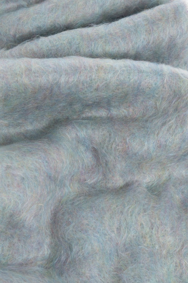 Acne Studios Womens Light Blue Melange Fringed Knitted Scarf In Gray