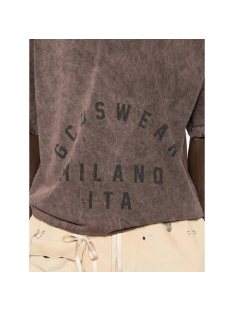 Gcds Distressed-effect Graphic-print T-shirt In Brown
