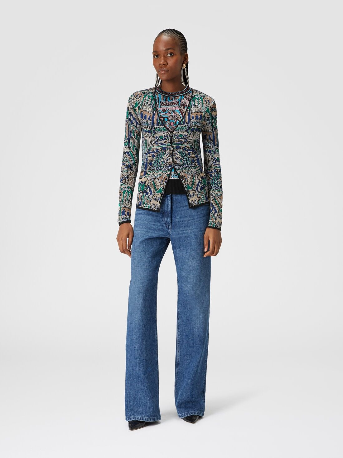 Missoni Abstract Fantasy Buttoned Cardigan With Contrasting Edge In Black