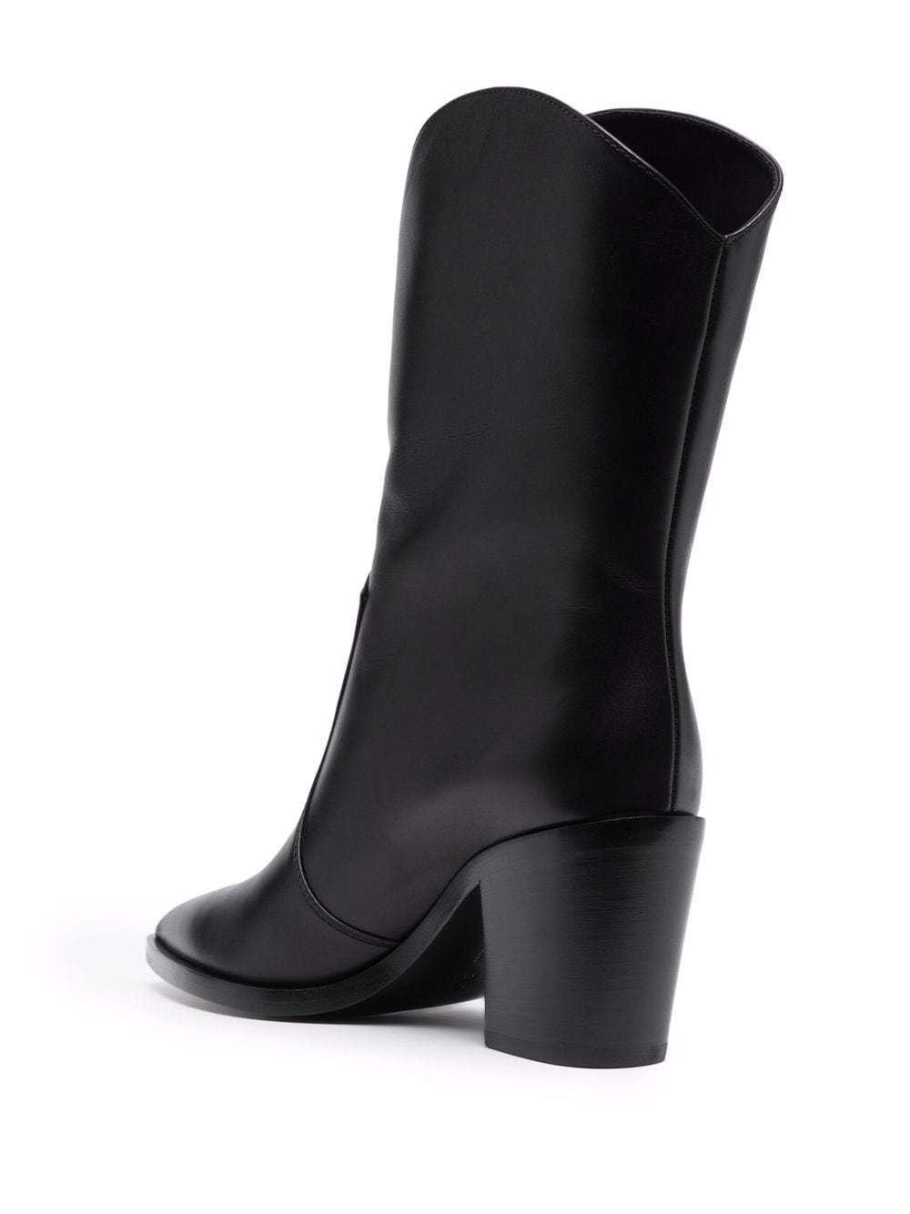 Gianvito Rossi Pointed Toe Block Heel Leather Boots In Black