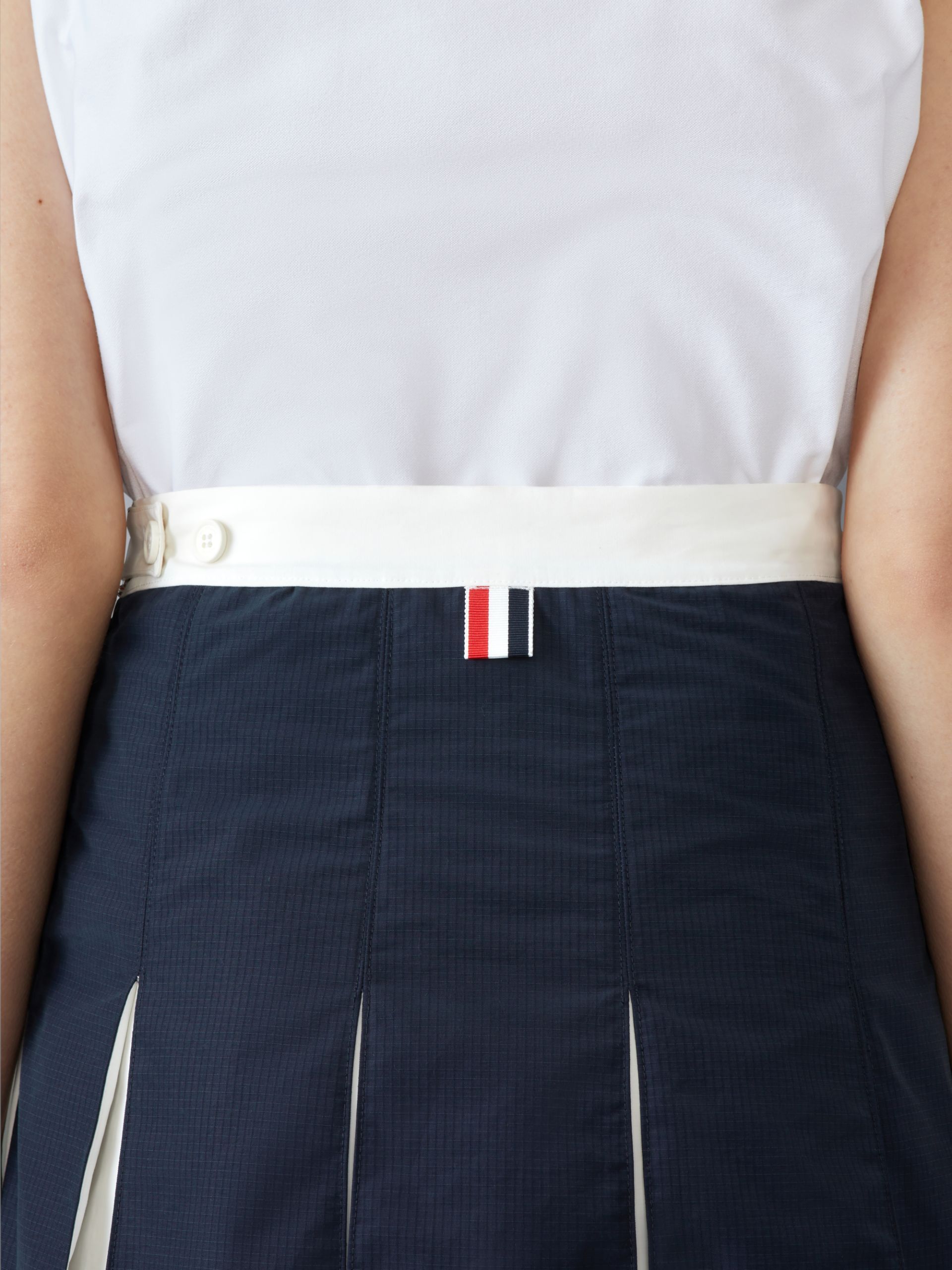 THOM BROWNE PLEATED RIPSTOP MINISKIRT
