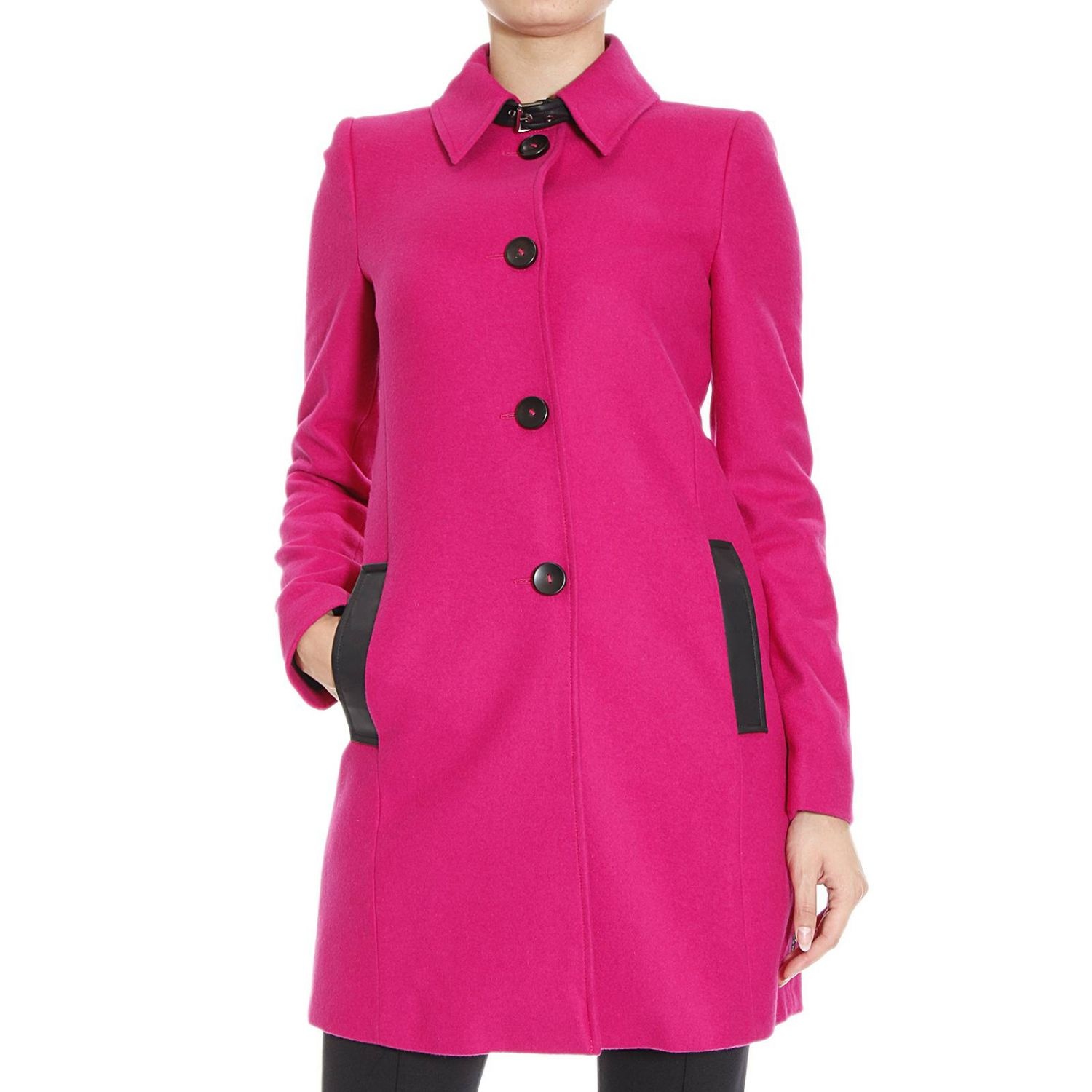 Armani Jeans Long-sleeved Coat In Pink