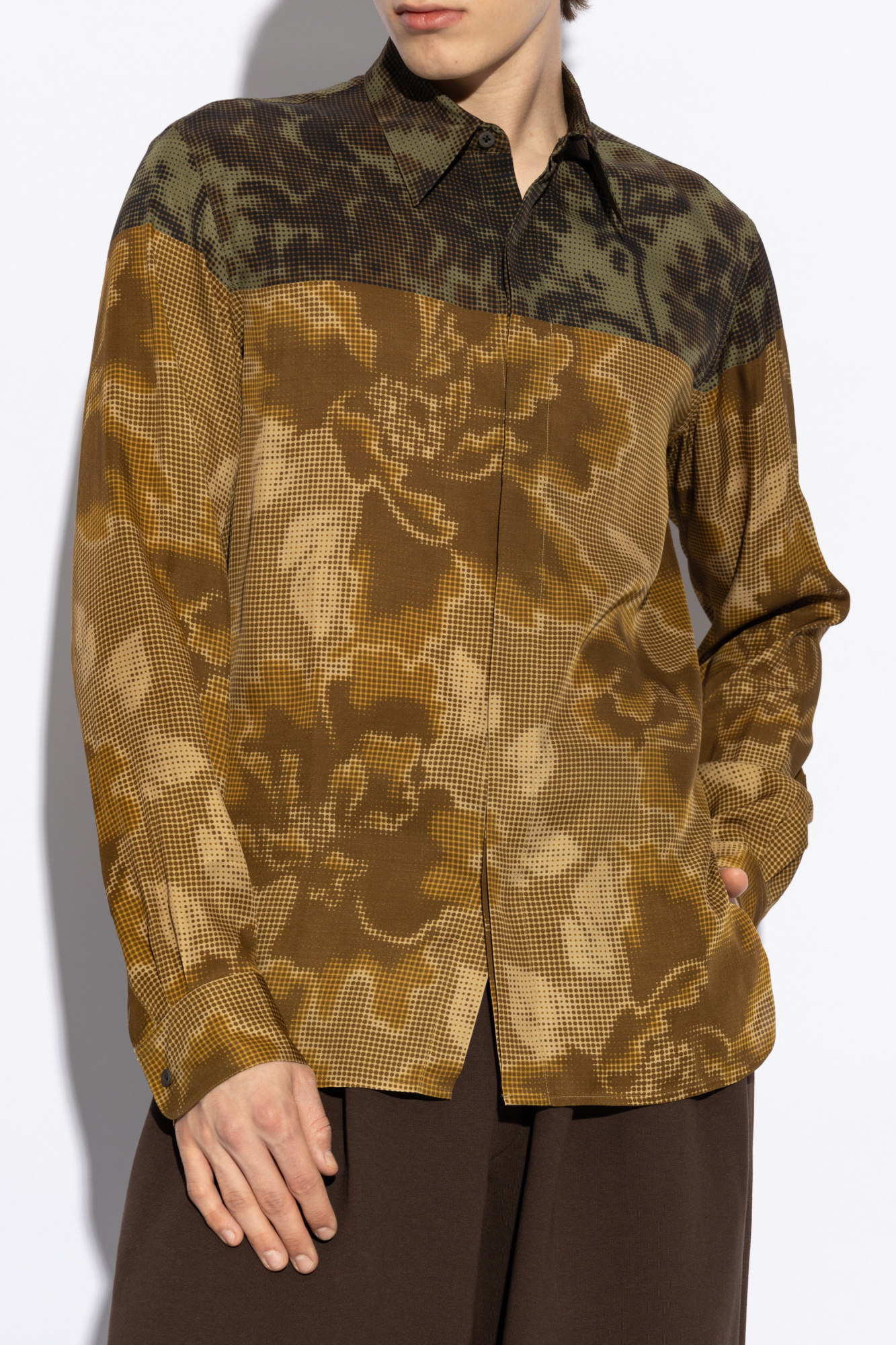 Dries Van Noten Carvies Shirt In All Over Print In Brown