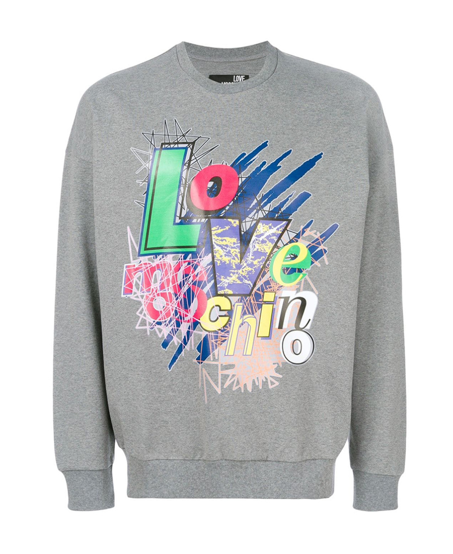 Moschino Logo Printed Sweater In Gray
