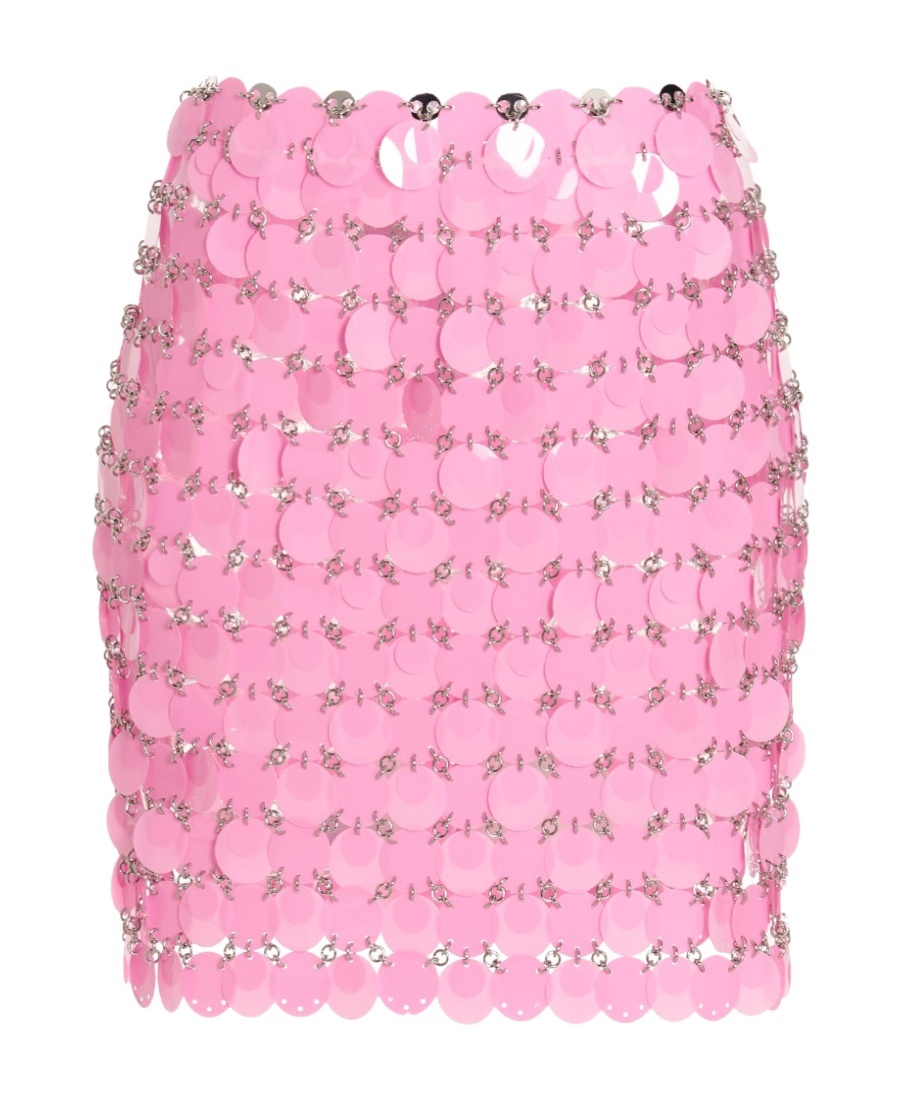Rabanne Sequin-embellished Chainmail Mini Skirt In Pink