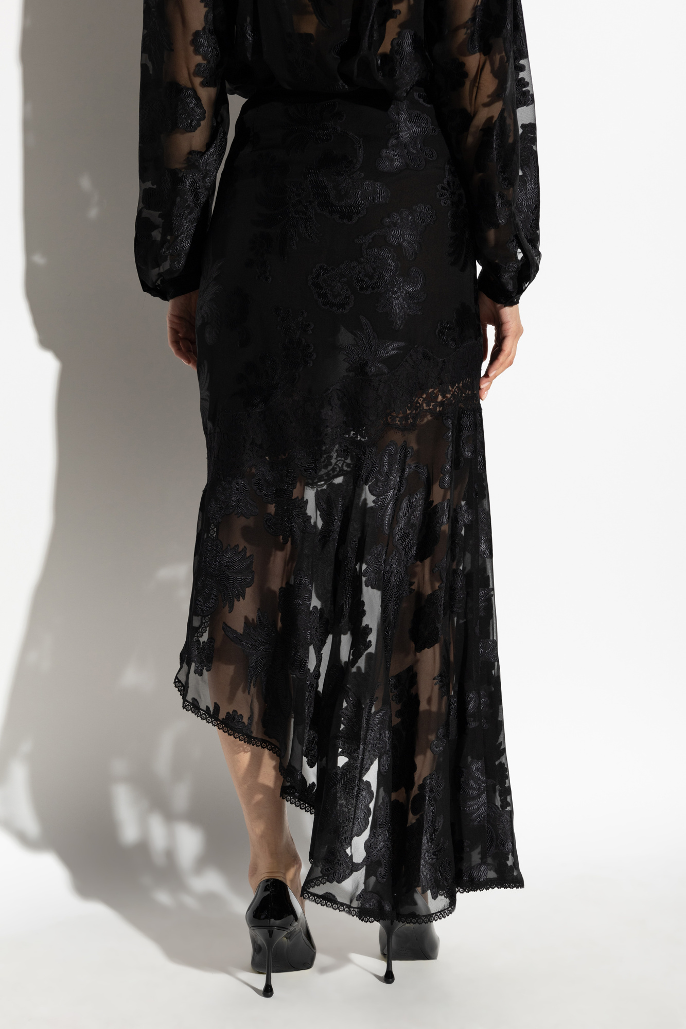 Etro Fil Coupé Chiffon Skirt In Black