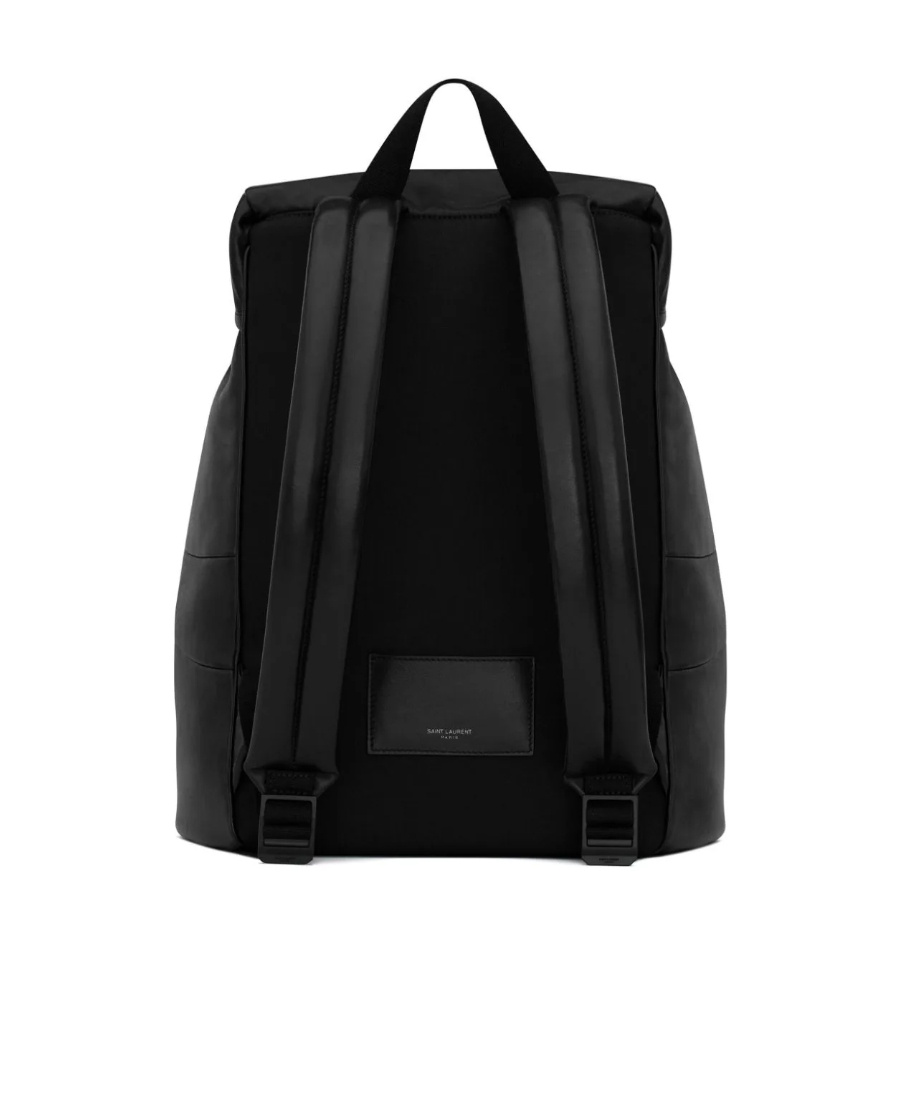Saint Laurent Logo-print Leather Backpack In Black