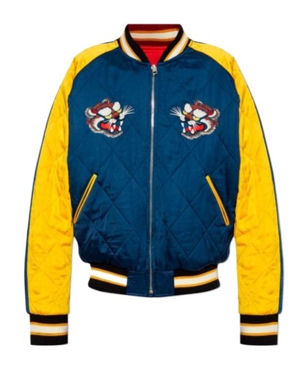 Shop Kenzo ' Star Tiger' Genderless Embroidered Reversible Souvenir Jacket In Blue