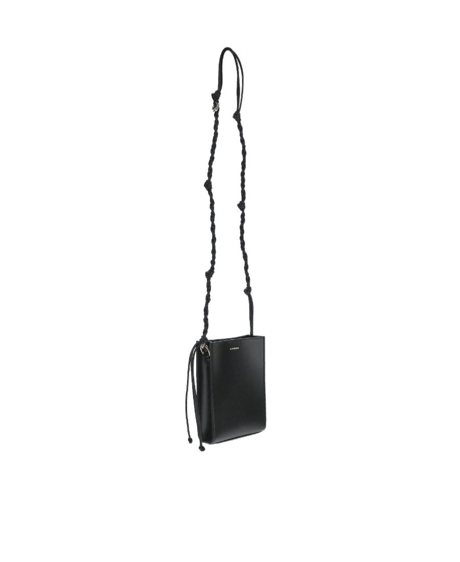 Jil Sander Tangle Ring Crossbody Bag In Black Leather In Black