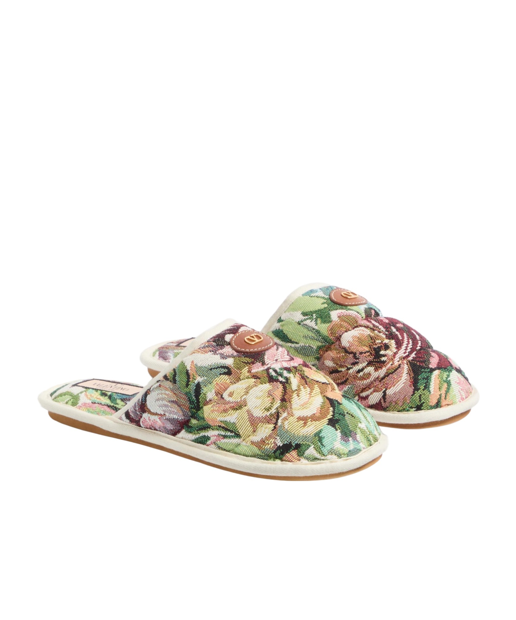 Valentino Round Head Slippers In Multicolor