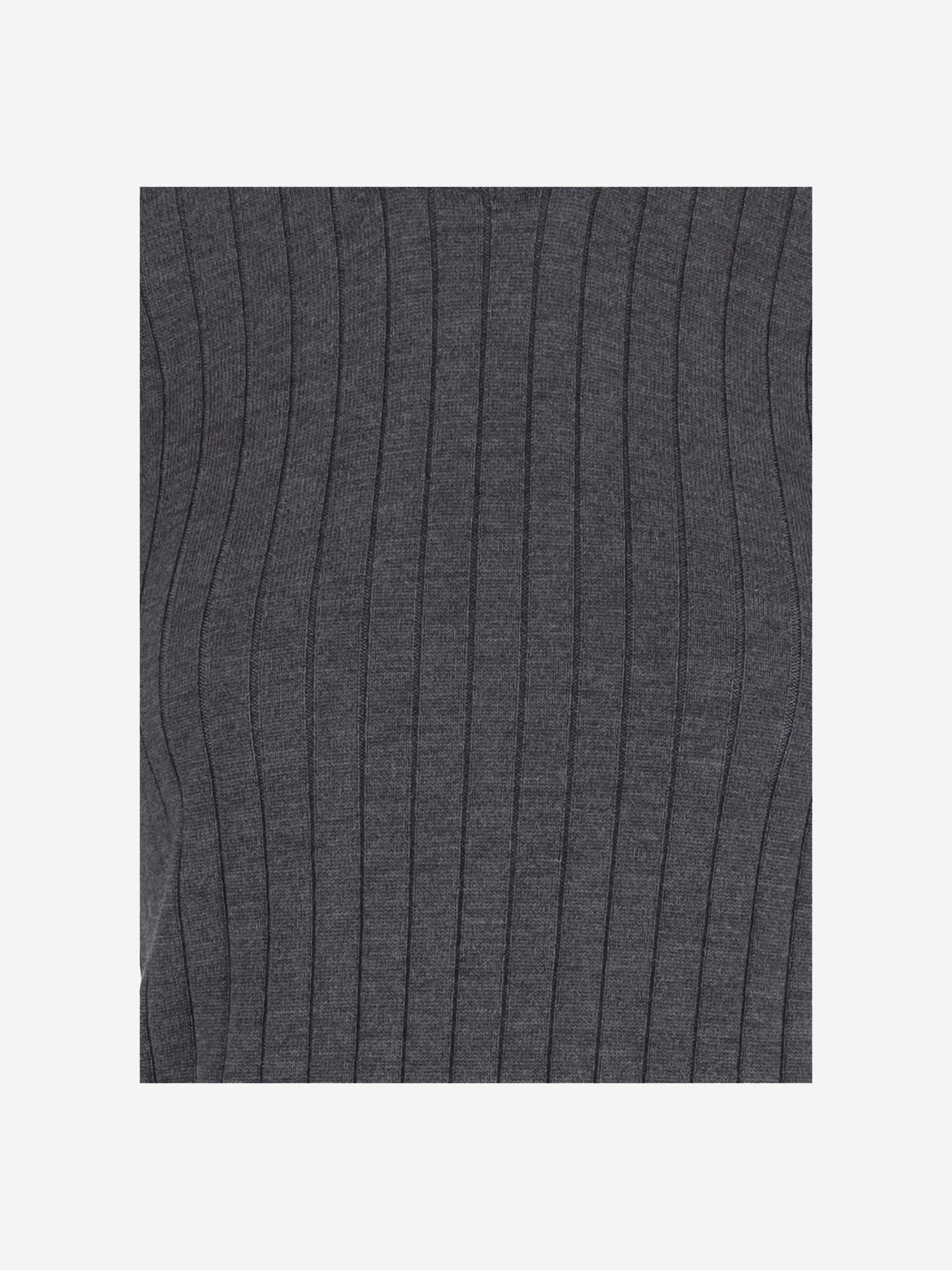 Bottega Veneta Womens Anthracite Ribbed Round-neck Wool Top