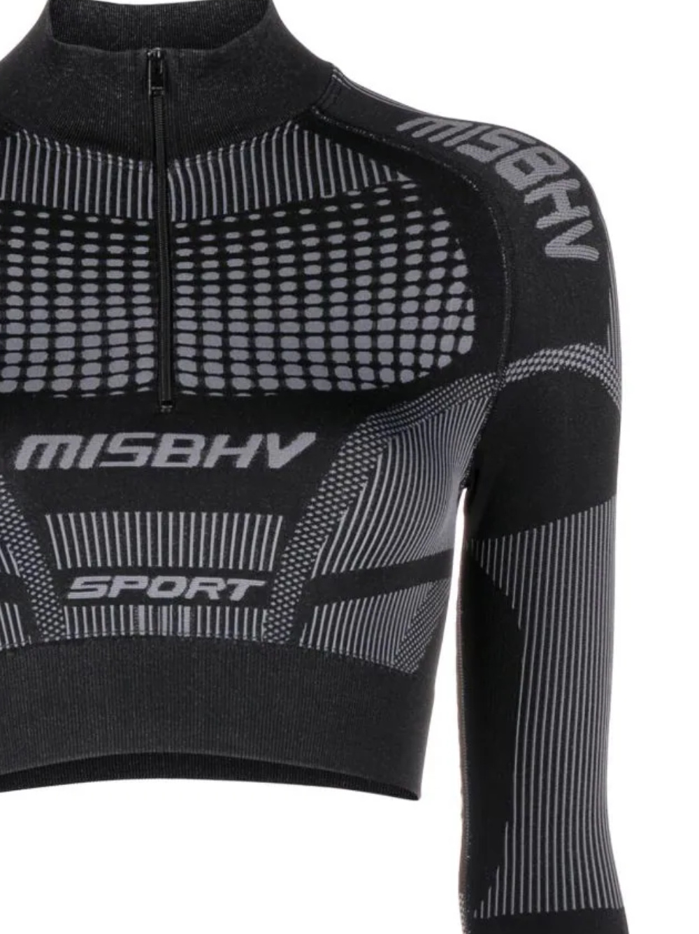 Misbhv Logo-print Mock Neck Performance Top In Black