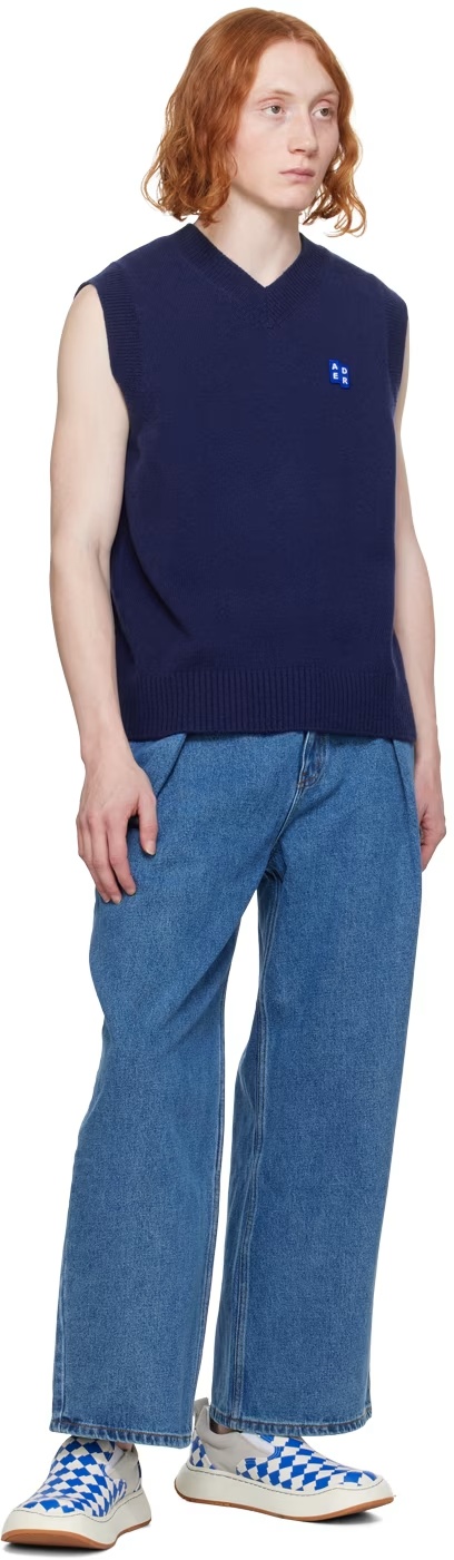 Ader Error Sleeveless Wool Sweater In Blue