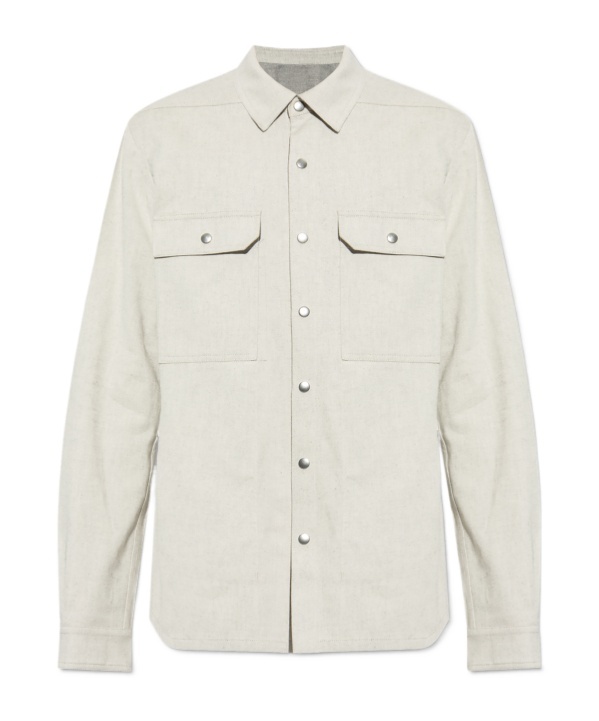 Rick Owens Off-white Hollywood Outershirt Leather Overshirt In White