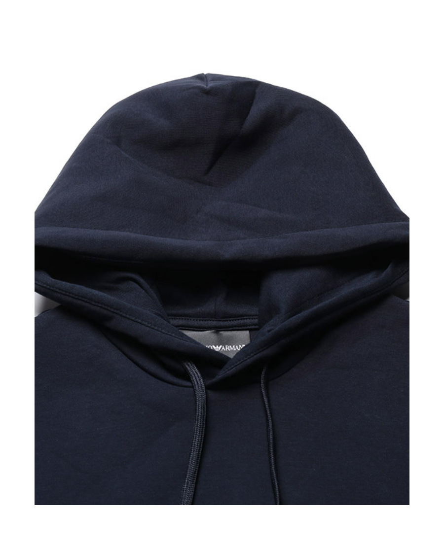 Emporio Armani Embroidered-logo Drawstring Hoodie In Black