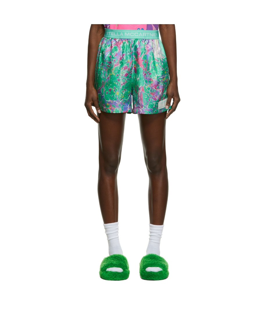 Stella Mccartney X Ed Curtis Oil Swirl Shorts In Green