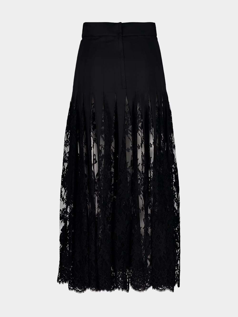 Dolce & Gabbana Dolce  Gabbana Lace Midi Charmeuse Skirt In Black