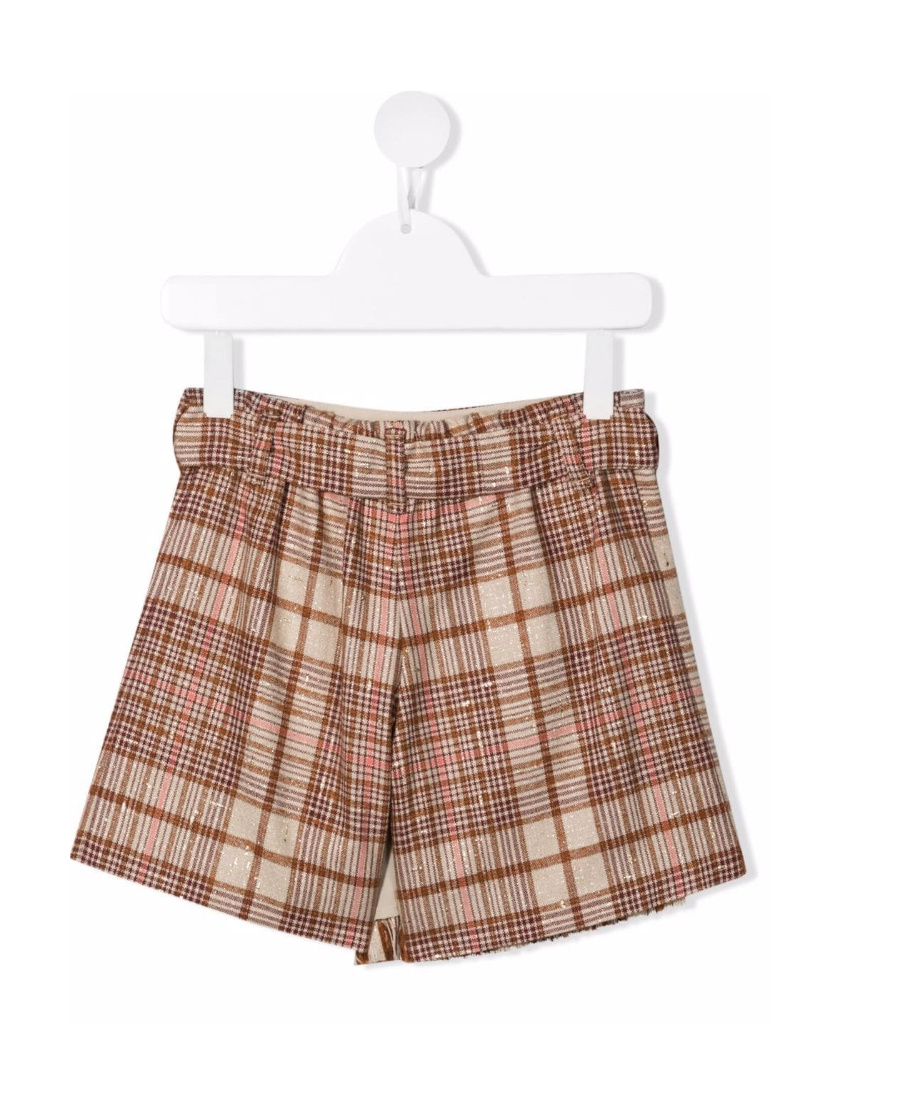 Brunello Cucinelli Check-print Wrap Shorts In Brown