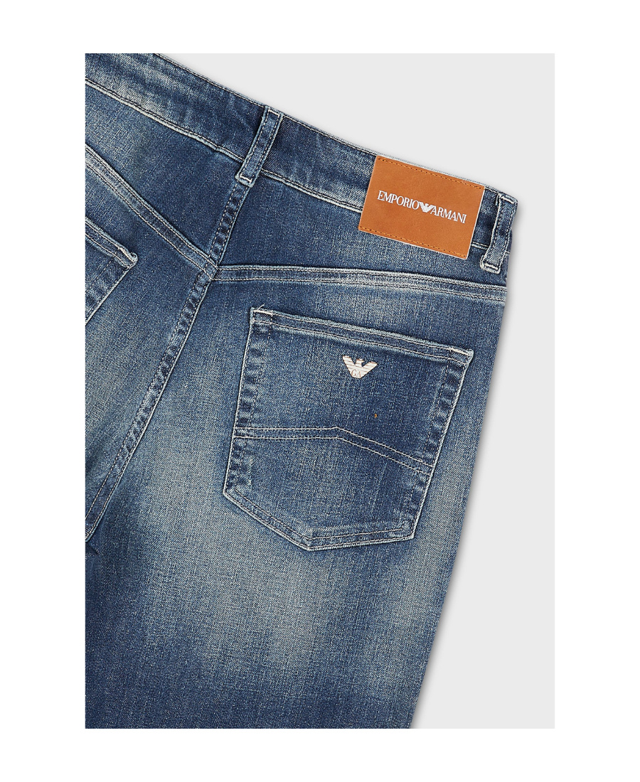 Emporio Armani Embroidered-logo Denim Trousers