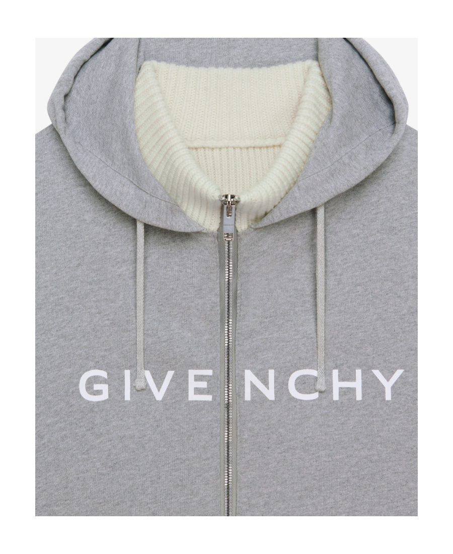 Givenchy Archetype Overlapping Effect Hooded Casual Jacket In Gray