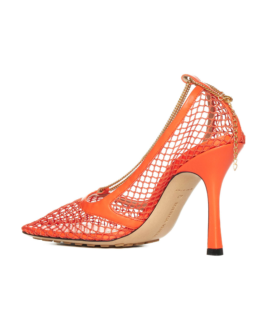 Bottega Veneta Orange Mesh Stretch Pumps In Multicolor