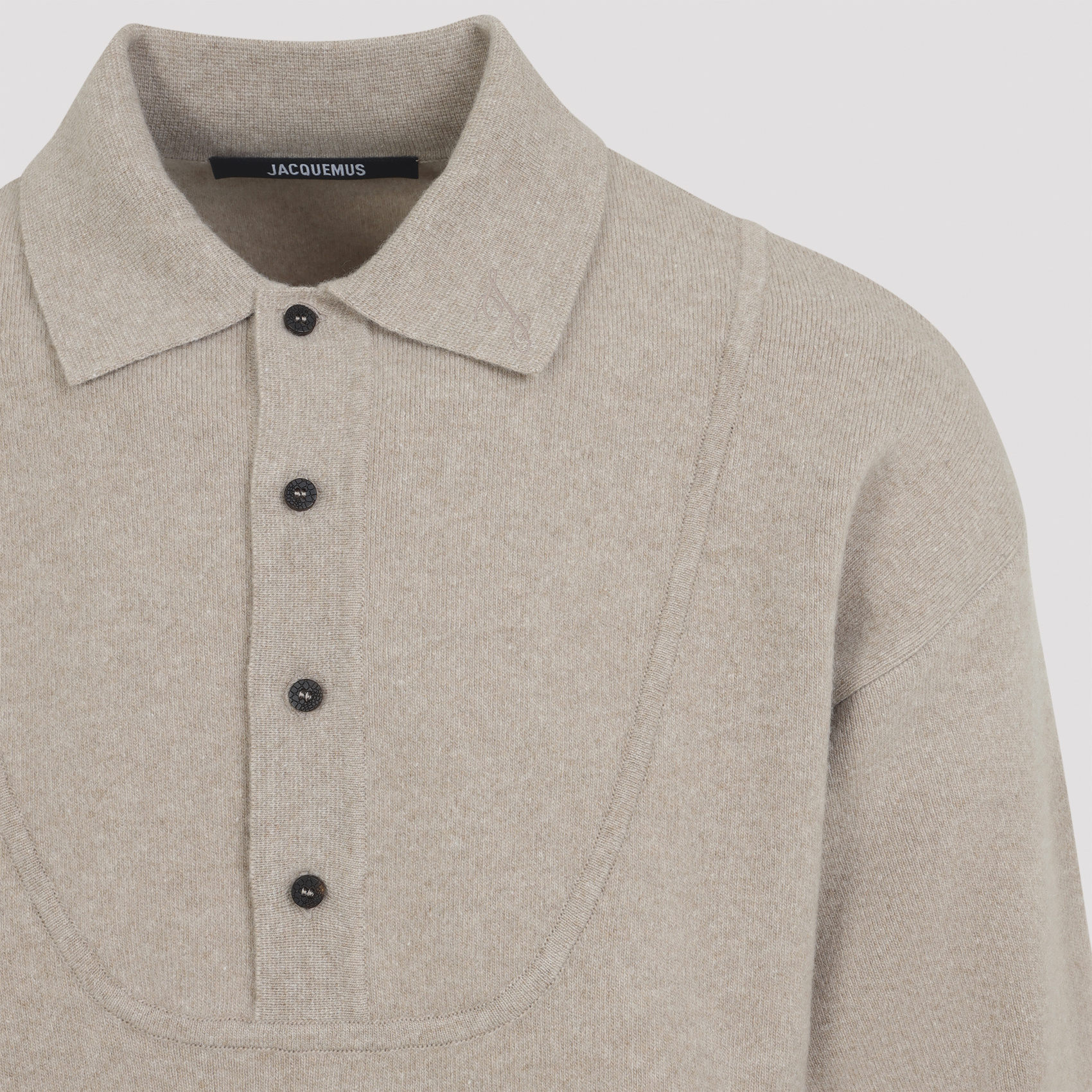 Jacquemus Collared Knitwear With Ribbed Cuffs And Hem In Gray