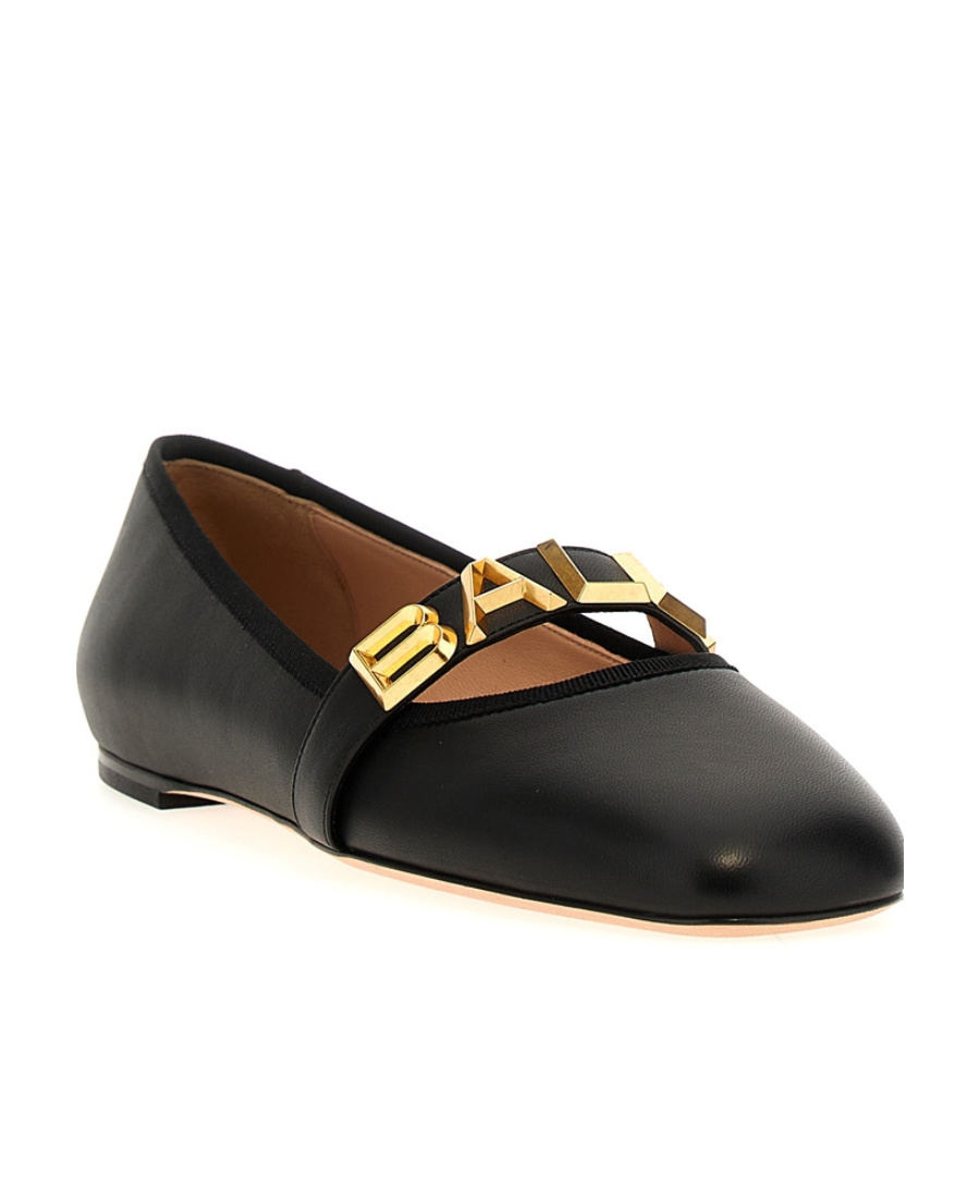 Bally Balby Leather Ballerina Shoes In Black