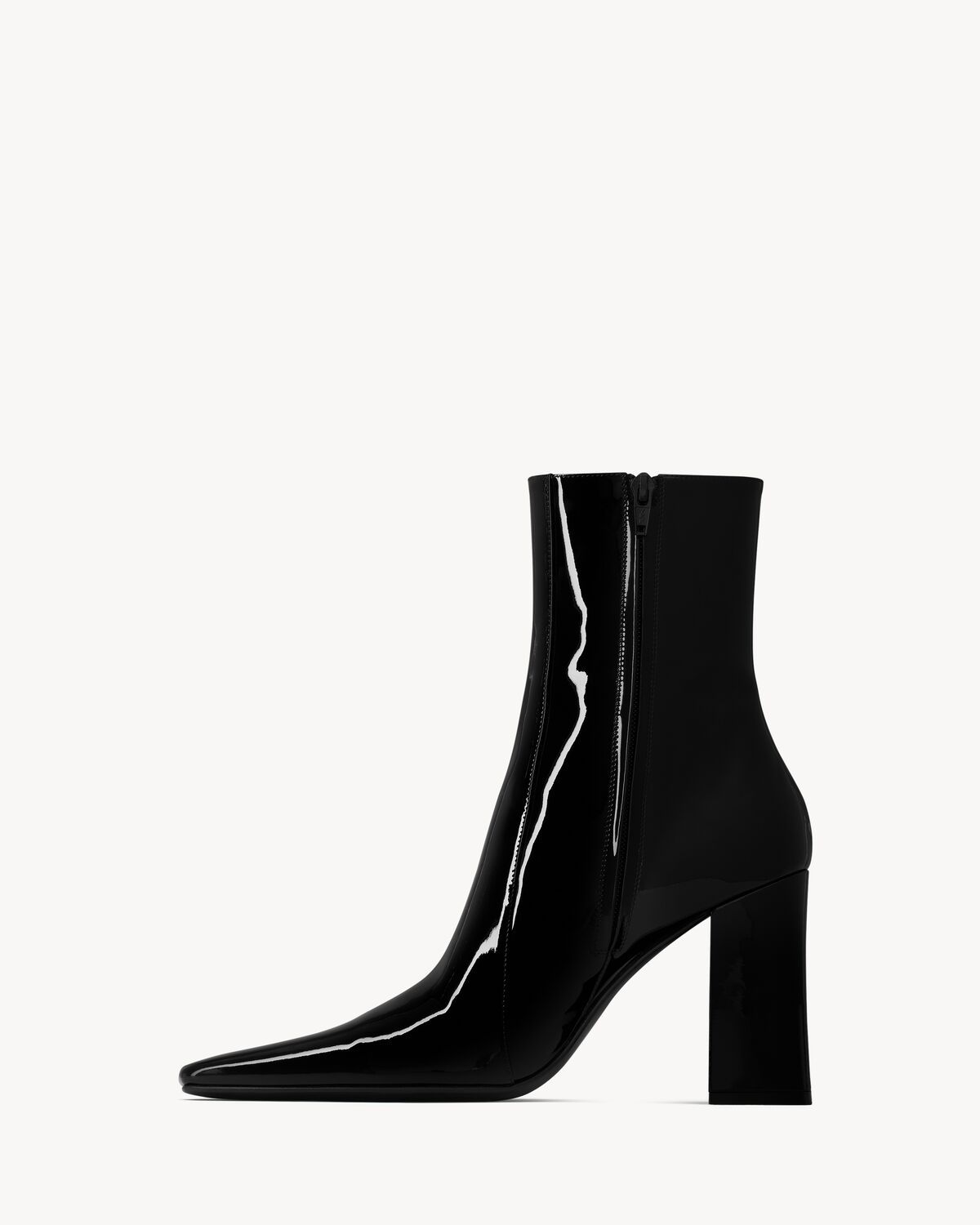 Saint Laurent Rainer 90 Patent Leather Ankle Boots In Black