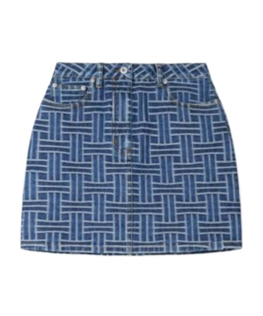 Kenzo Japanese Weave Denim Mini Skirt In Blue
