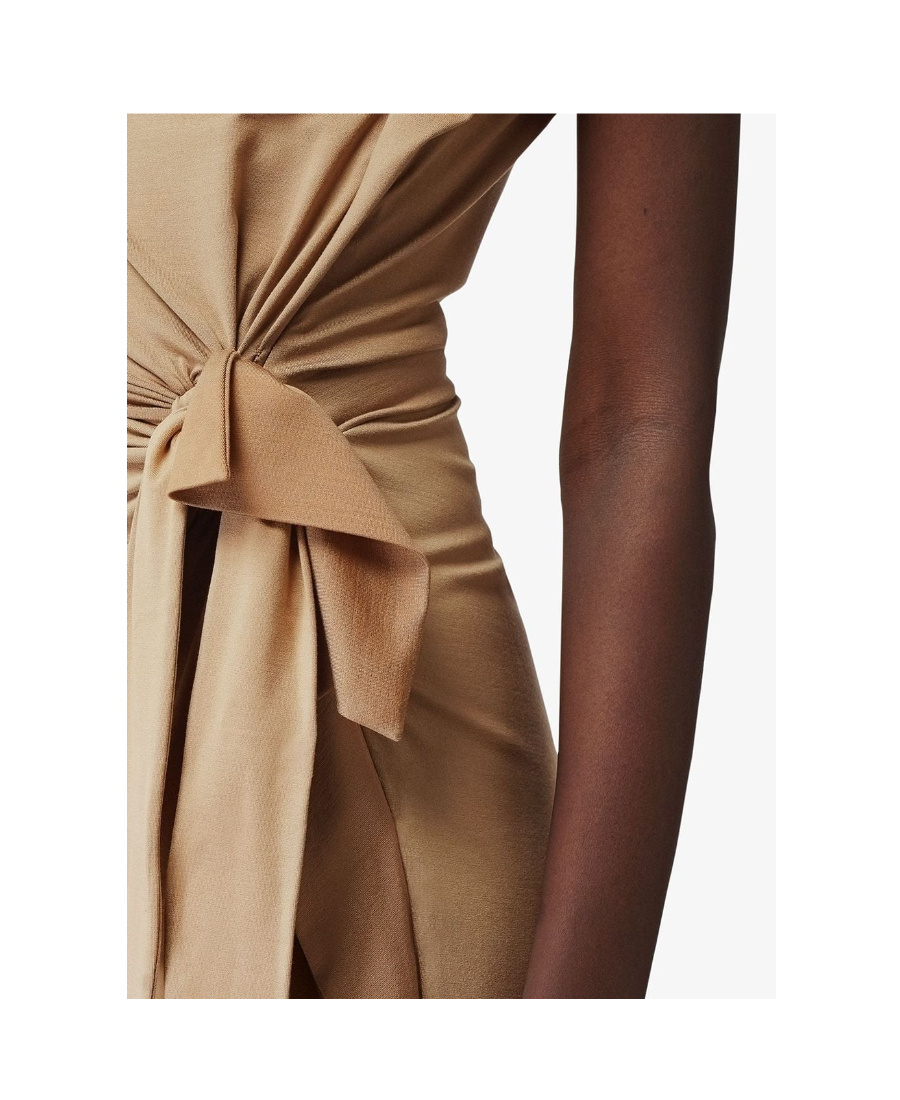 Burberry Tie Detail Tri-tone Silk Jersey Dress In Nude