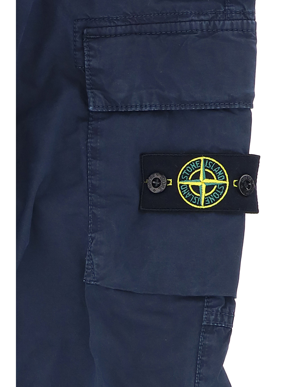 Stone Island Compass-motif Cargo Trousers In Blue