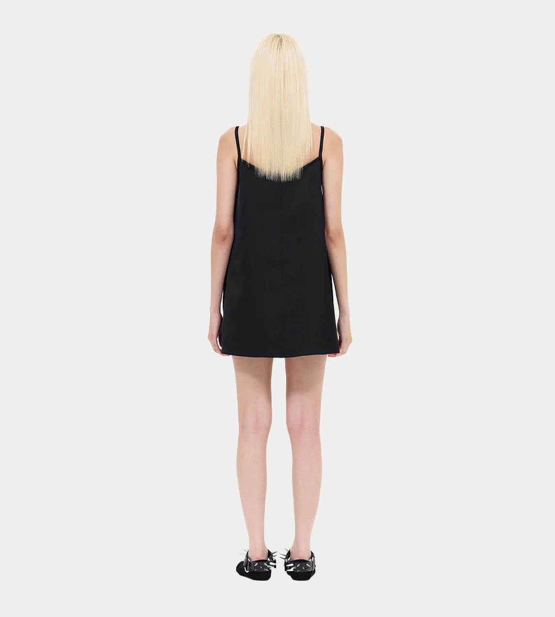 We11 Done V-neck Slip Minidress In Black