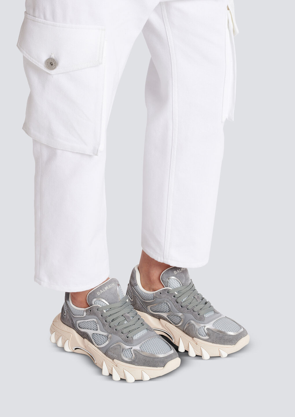 Balmain B-east Panelled Low-top Sneakers In Gray