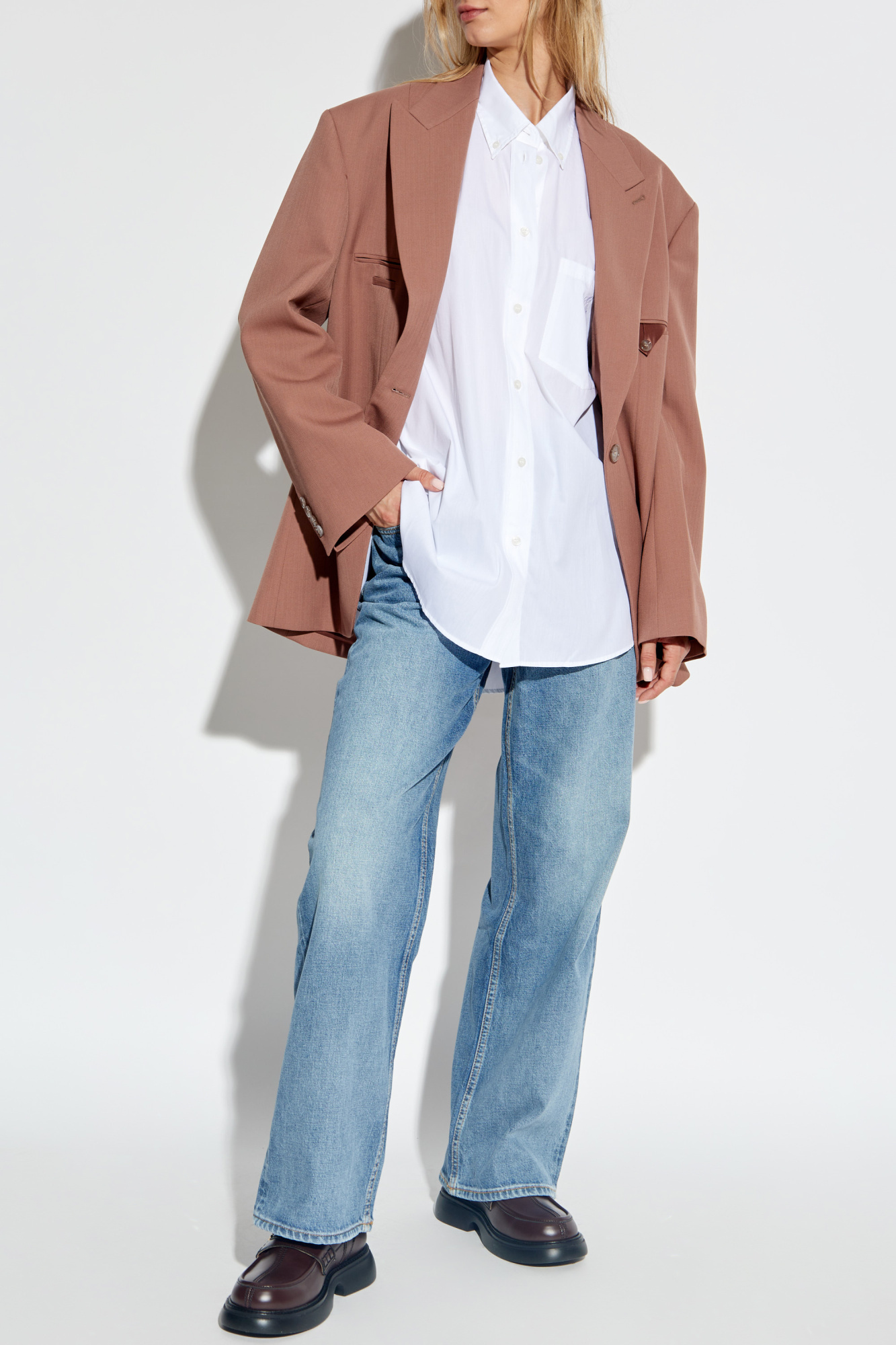 Shop Ganni Mid Blue Izey Jeans