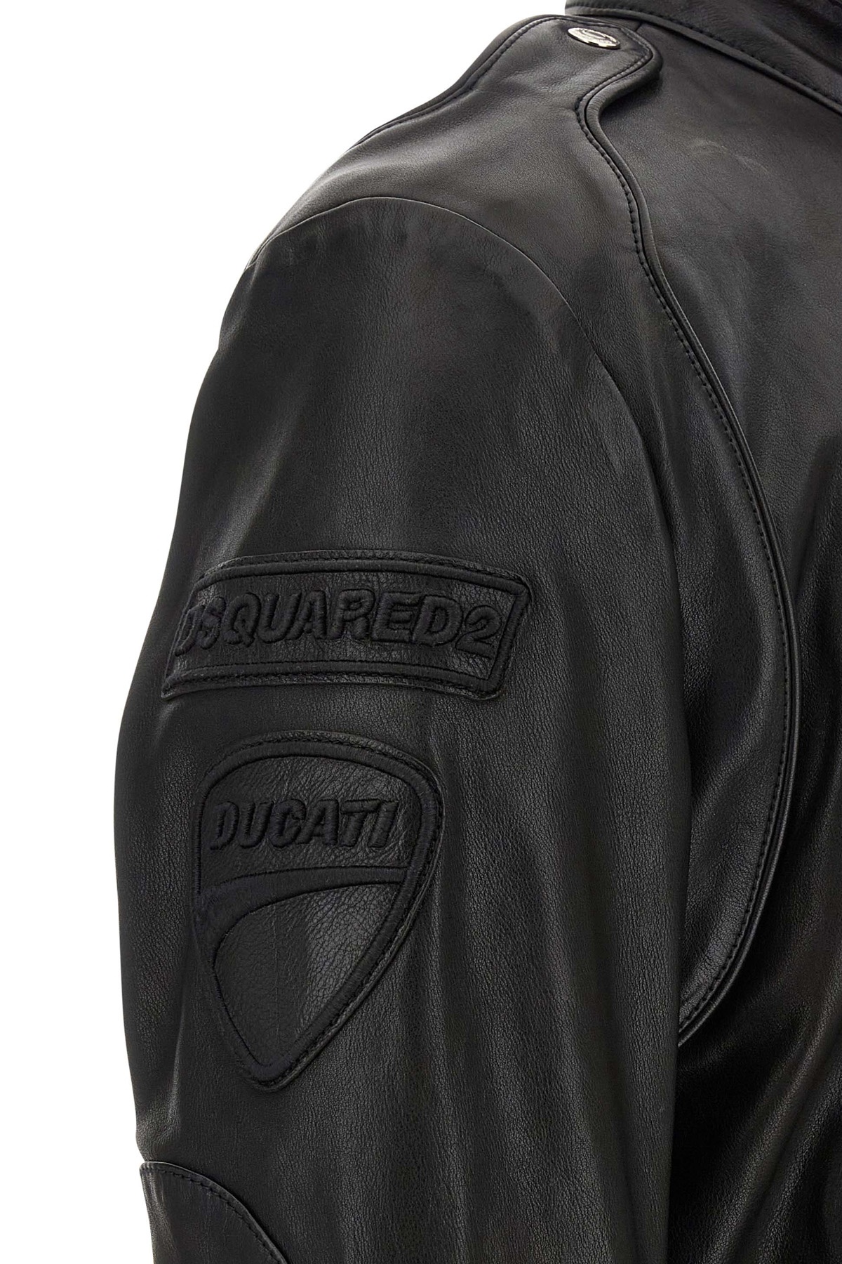 Dsquared2 X Ducati Capsule Leather Jacket Puffer Jackets Black In Black