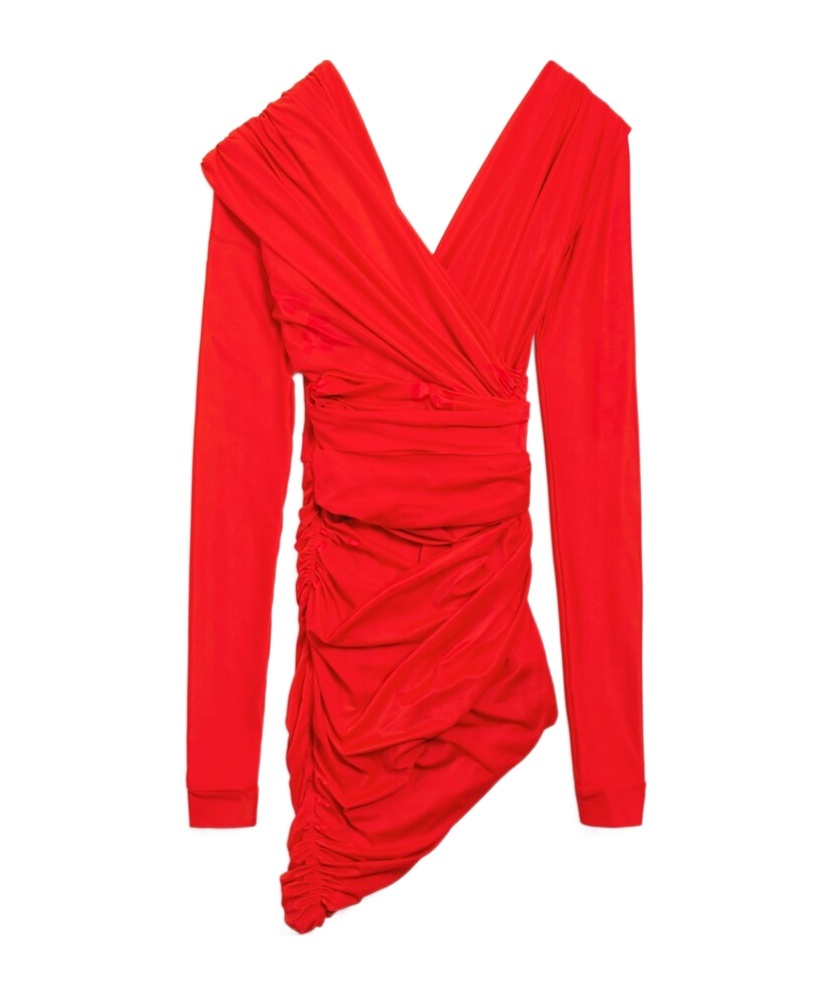 Balenciaga Draped Mini Dress In Red