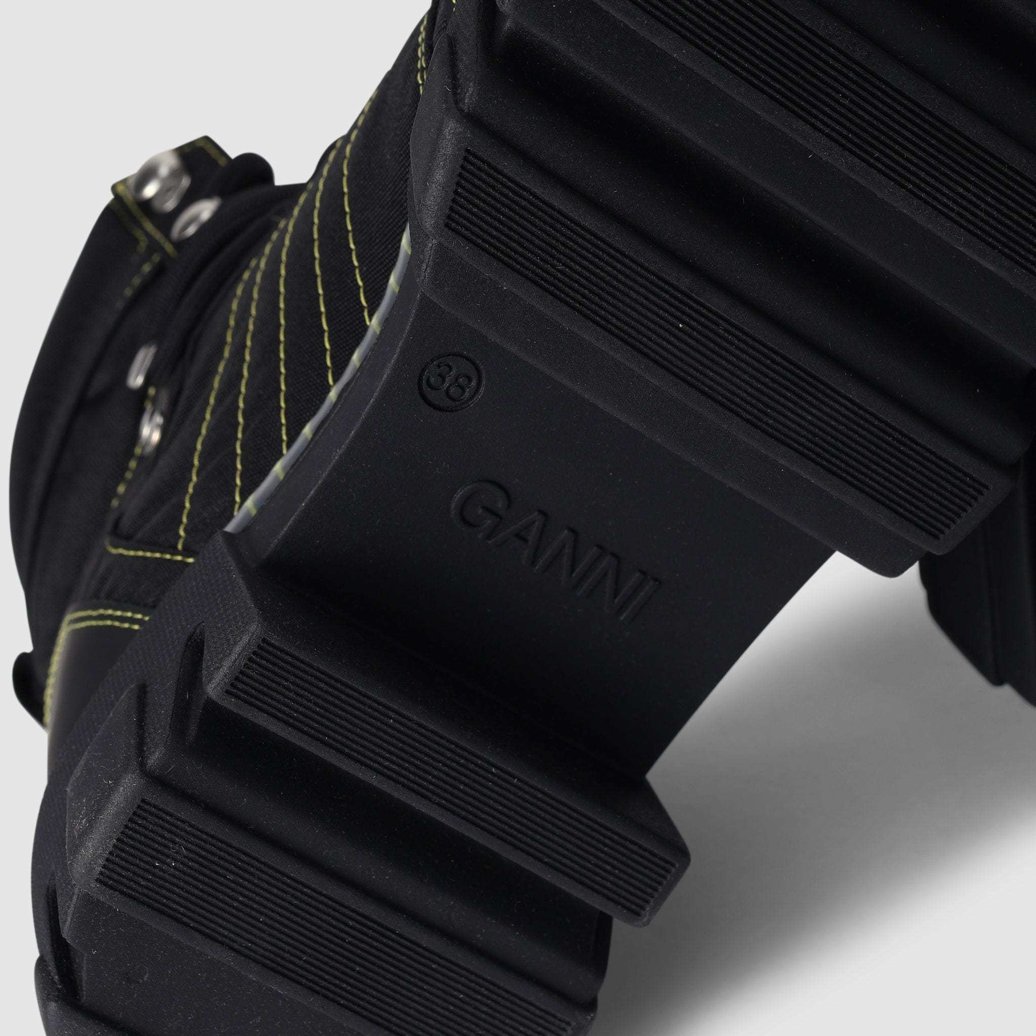Ganni 50mm Recycled Fabric Hiking Boots In Black