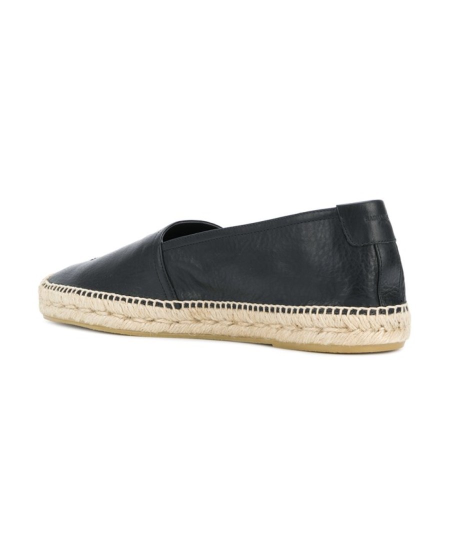 Saint Laurent Logo Espadrilles In Black In Black