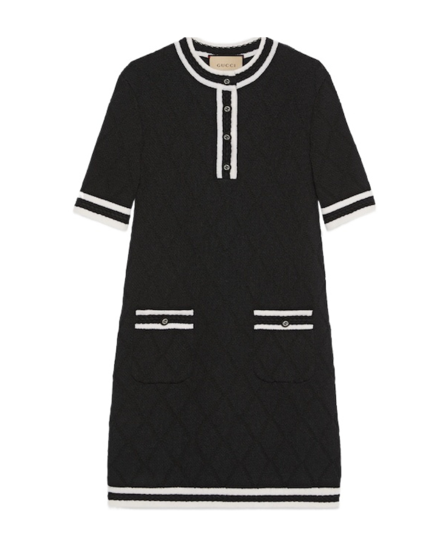 GUCCI STRIPE-TRIM WOOL MINIDRESS